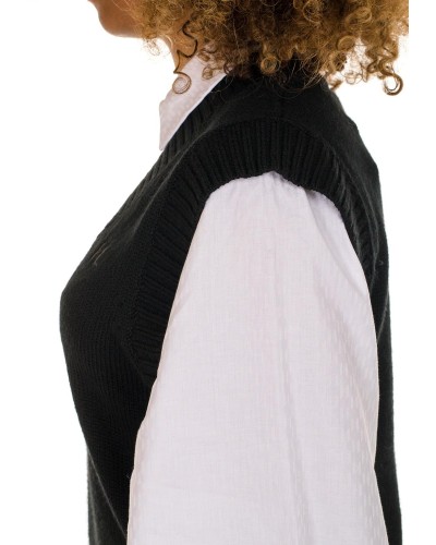 Punto karl lagerfeld knit vest w/ poplin shirt 226w2007 92900 998
