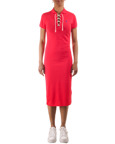 Vestido polo ralph lauren lc up plo dr-short sleeve-day dress 211892666001 maui red