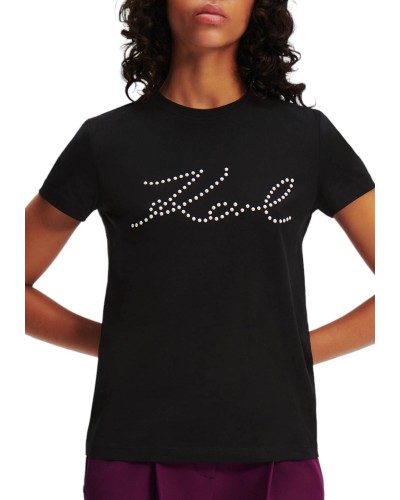 CAMISETA KARL LAGERFELD karl embellished t-shirt 236W1721 BLACK