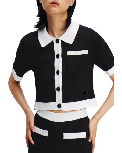 TOP KARL LAGERFELD classic knit top 236W2009 BLACK/WHIT