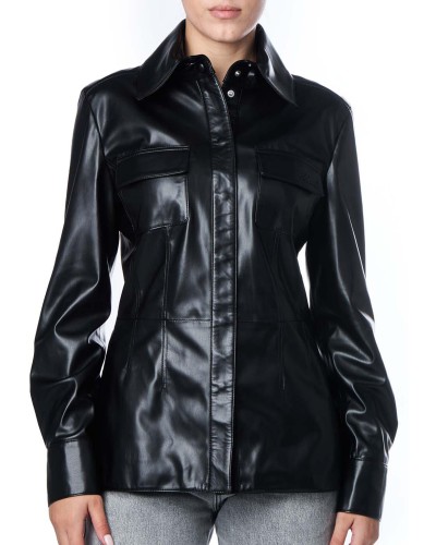 CHAQUETA KARL LAGERFELD faux leather karl shirt 236W1905 BLACK