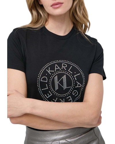CooperaciÓn karl lagerfeld rhinestone logo t-shirt 07k240w1700 999
