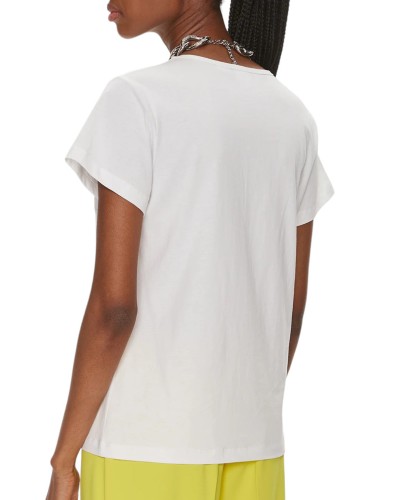 CooperaciÓn pinko turbato t-shirt scollo v jerse 100372-a1r7 bianco nembo