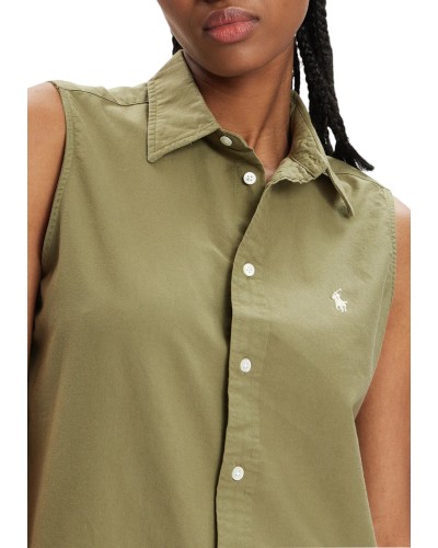 Camisa polo ralph lauren sl rx st-sleeveless-button front shirt 211906512003 tree green