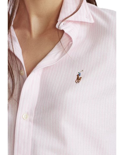 Camisa polo ralph lauren ls str heidi-long sleeve-knit 211664416001 carmel pink/white
