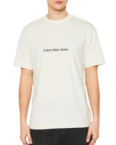 Camiseta calvin klein square frequency logo tee j30j325492cga white