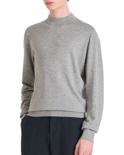 Punto ANTONY MORATO sweater slim fit in wool blend mmsw01565 ya400145 grigio melange medio